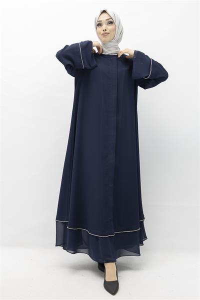 Büyük Beden Broşlu Ferace Lacivert OTW36168