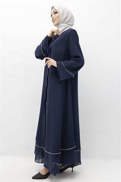Büyük Beden Broşlu Ferace Lacivert OTW36168