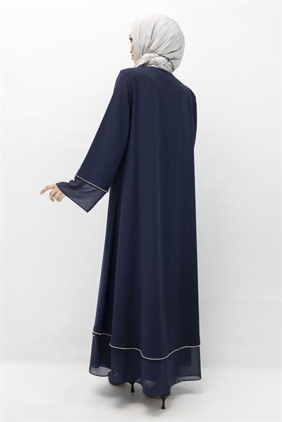 Büyük Beden Broşlu Ferace Lacivert OTW36168