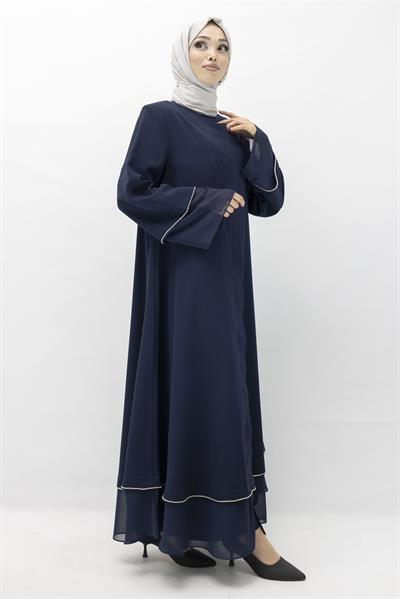 Büyük Beden Broşlu Ferace Lacivert OTW36168