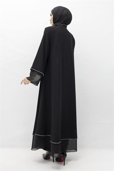 Büyük Beden Broşlu Ferace Siyah OTW36168