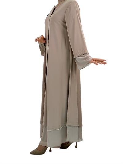 Büyük Beden Broşlu Ferace Vizon OTW36168