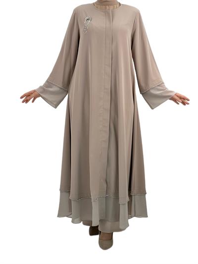 Büyük Beden Broşlu Ferace Vizon OTW36168