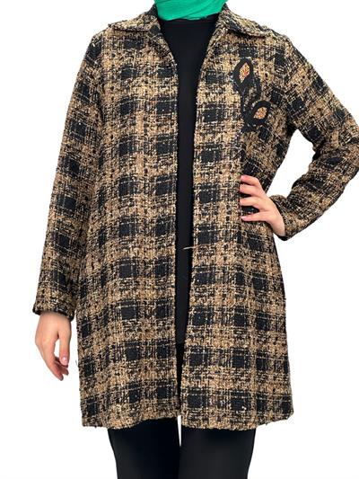 Büyük Beden Ceket Bluz İkili Takım Kahve OTW61372