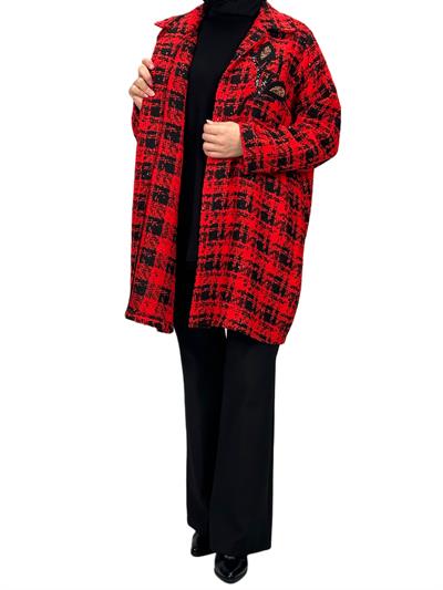 Büyük Beden Ceket Bluz İkili Takım Kırmızı OTW61372