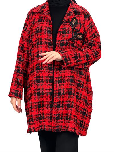 Büyük Beden Ceket Bluz İkili Takım Kırmızı OTW61372