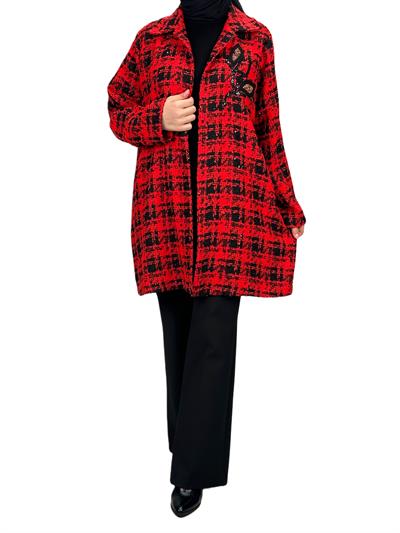 Büyük Beden Ceket Bluz İkili Takım Kırmızı OTW61372