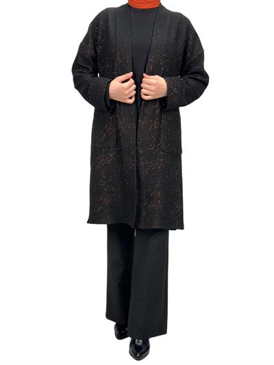 Büyük Beden Ceket Bluz İkili Takım Siyah-Bakır OTW6042