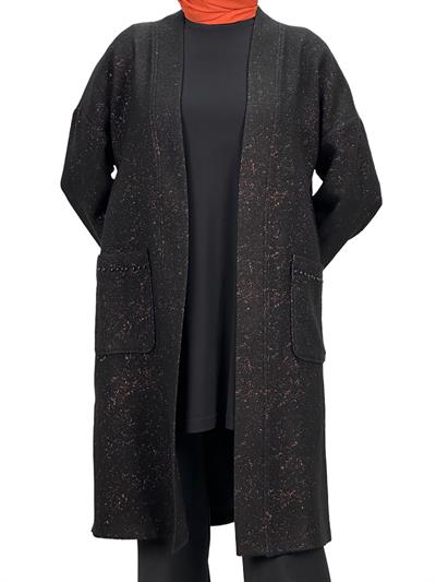Büyük Beden Ceket Bluz İkili Takım Siyah-Bakır OTW6042