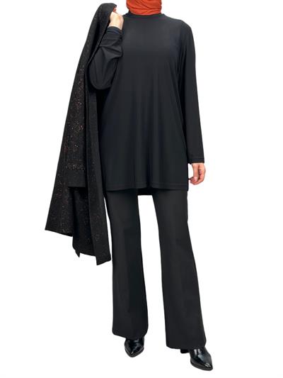 Büyük Beden Ceket Bluz İkili Takım Siyah-Bakır OTW6042