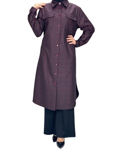 Büyük Beden Cepli Tunik Bordo OTW2102