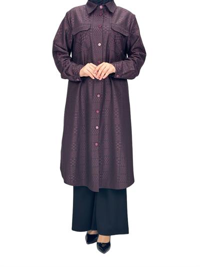 Büyük Beden Cepli Tunik Bordo OTW2102