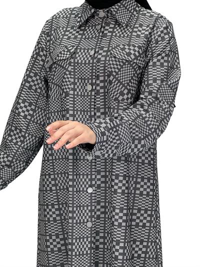 Büyük Beden Cepli Tunik Gri OTW2102