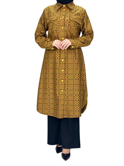 Büyük Beden Cepli Tunik Hardal OTW2102