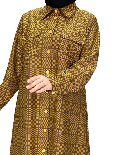 Büyük Beden Cepli Tunik Hardal OTW2102