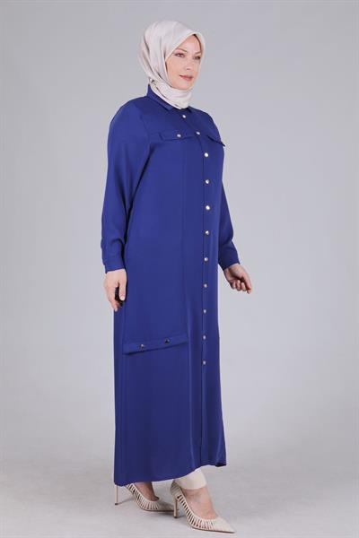 Büyük Beden Çıtçıtlı Ferace Morcivert OTW28062