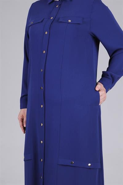 Büyük Beden Çıtçıtlı Ferace Morcivert OTW28062