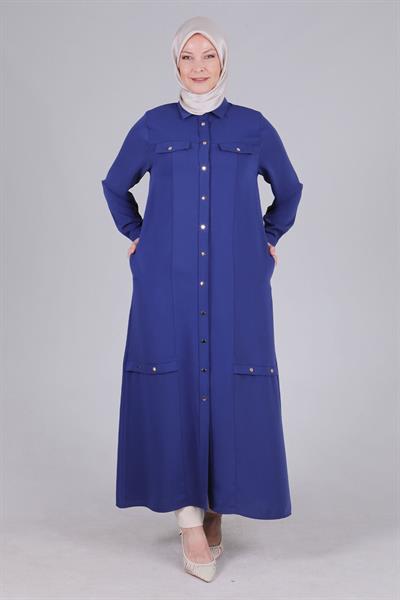 Büyük Beden Çıtçıtlı Ferace Morcivert OTW28062