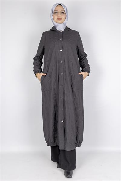 Büyük Beden Çıtçıtlı Tesettür Kap Siyah OTW607