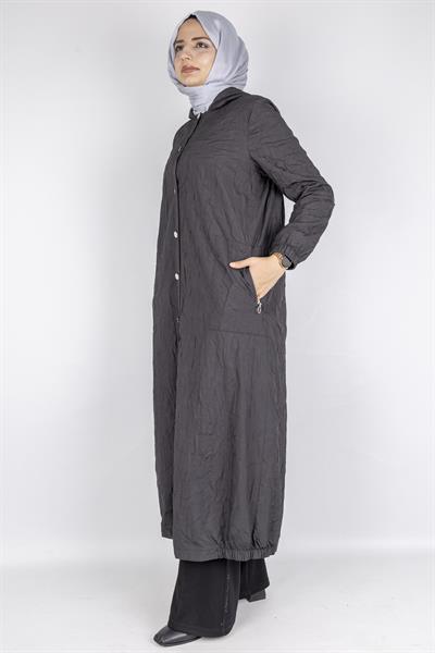 Büyük Beden Çıtçıtlı Tesettür Kap Siyah OTW607