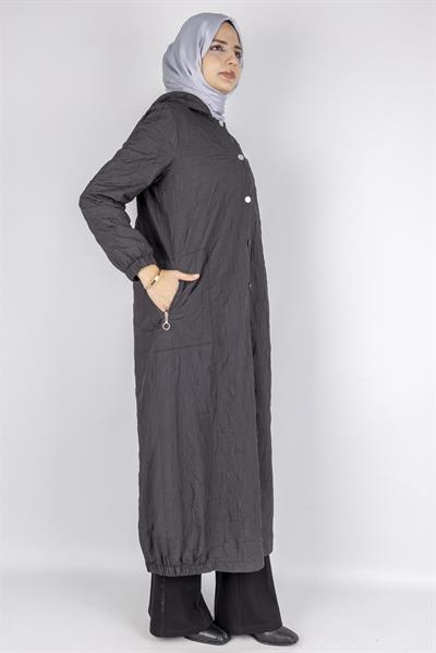 Büyük Beden Çıtçıtlı Tesettür Kap Siyah OTW607