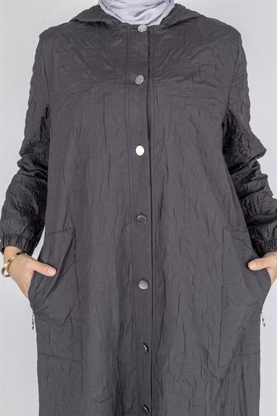 Büyük Beden Çıtçıtlı Tesettür Kap Siyah OTW607