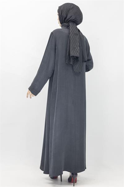 Büyük Beden  Cupra İpek Elbise Siyah OTW5938