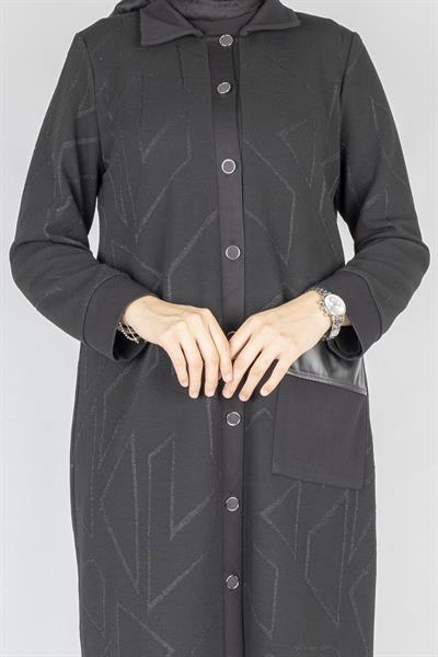 Büyük Beden Desenli Çelik Örme Kap Siyah OTW568