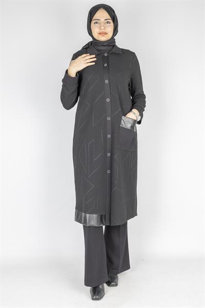 Büyük Beden Desenli Çelik Örme Kap Siyah OTW568