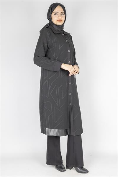 Büyük Beden Desenli Çelik Örme Kap Siyah OTW568