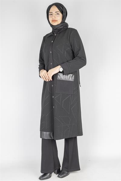 Büyük Beden Desenli Çelik Örme Kap Siyah OTW568