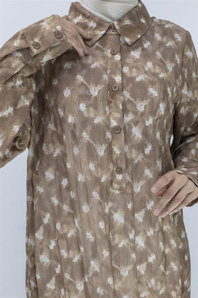 Büyük Beden Desenli Elbise Tarçın OTW5855