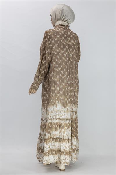 Büyük Beden Desenli Elbise Tarçın OTW5855