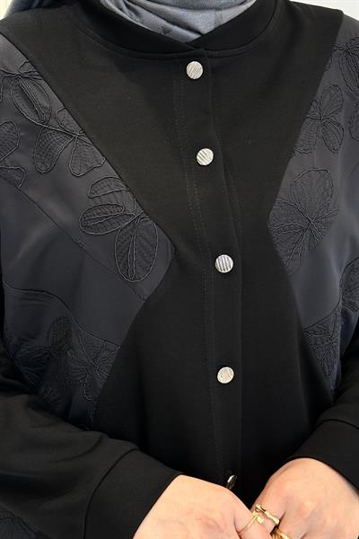 Büyük Beden Düğme Detaylı Pantolonlu Takım Siyah OTW339