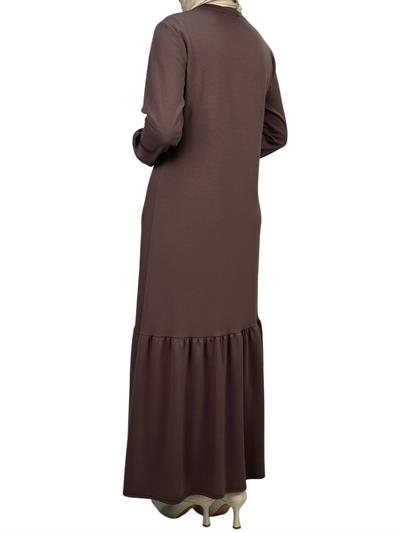 Büyük Beden Düğmeli Elbise Vizon OTW2122