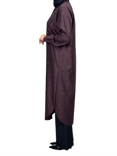 Büyük Beden Ekose Tunik Bordo OTW2103