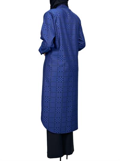 Büyük Beden Ekose Tunik Mavi OTW2103