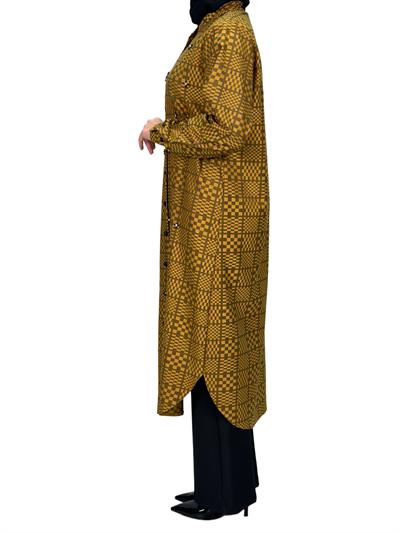 Büyük Beden Ekose Tunik Sarı OTW2103