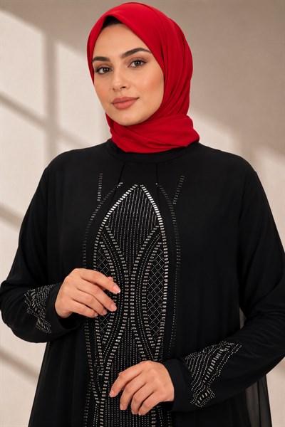 Büyük Beden Elbise Siyah OTW4414