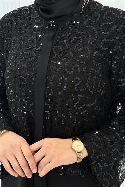 Büyük Beden Elbise Takım Siyah OTW048