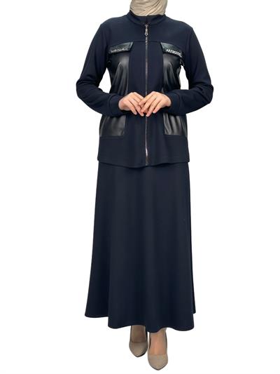 Büyük Beden Etekli Takım Lacivert OTW2125