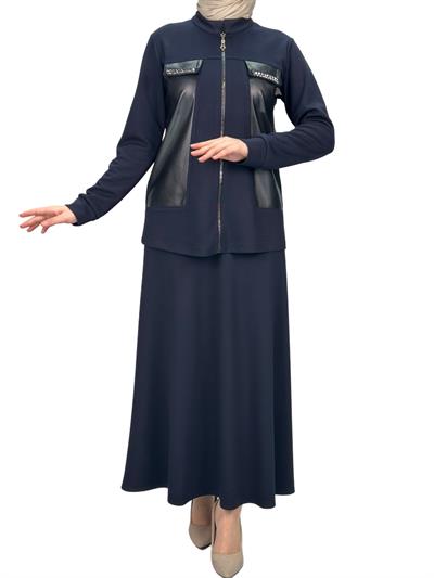 Büyük Beden Etekli Takım Lacivert OTW2125