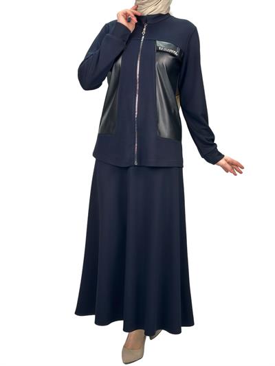 Büyük Beden Etekli Takım Lacivert OTW2125