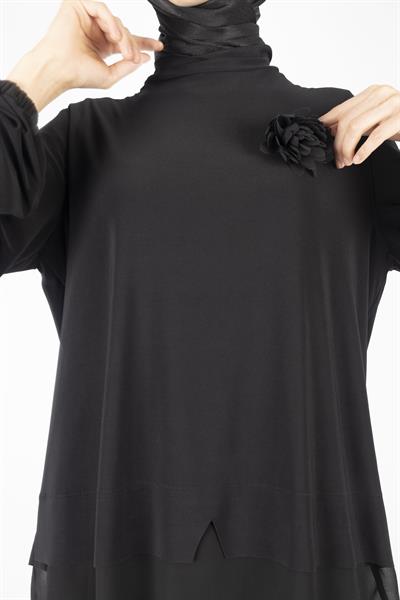 Büyük Beden Etekli Takım Siyah OTW1057