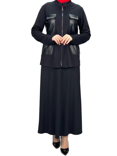 Büyük Beden Etekli Takım Siyah OTW2125