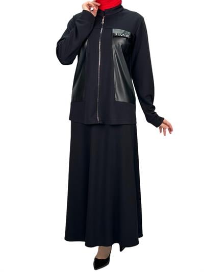 Büyük Beden Etekli Takım Siyah OTW2125