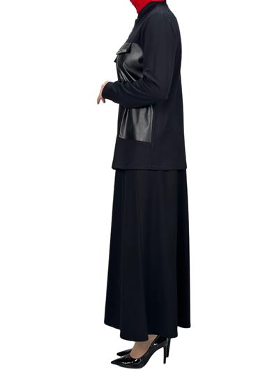 Büyük Beden Etekli Takım Siyah OTW2125