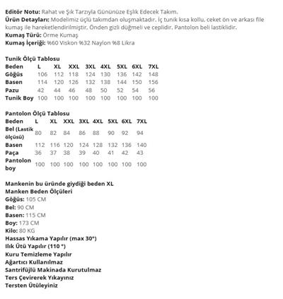 Büyük Beden File Ceketli Pantolonlu Takım Siyah OTW70014