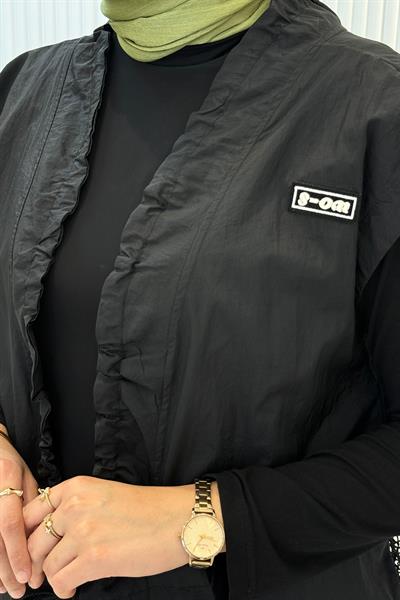 Büyük Beden File Detaylı Yelek Siyah OTW1863