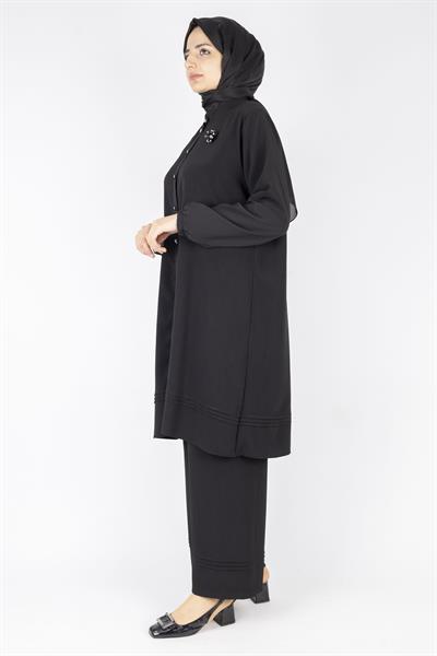 Büyük Beden Fitilli Takım Siyah OTW560